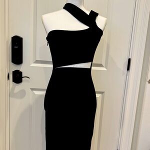 Asymmetrical Black Midi Dress - Size S